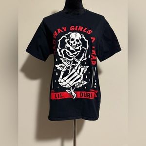 EUC Lil Durk Red and White Broadway Girls A Trap Graphic Tee size medium